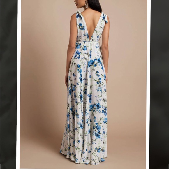 BEACH RIOT BRIDESMAID BLUE FLORAL MAXI DRESS - Picture 2 of 4